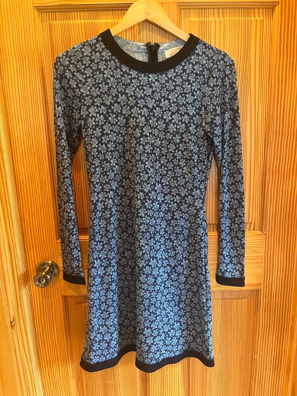 MICHAEL Michael Kors Blue Floral Fit & Flare Dress Long Sleeve XS